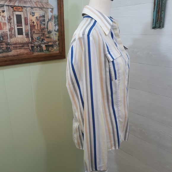 Elie tahari LS button down shirt sz large *A1 - Picture 4 of 7